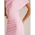 thumbnail image 4 of Coral Pink Asymmetrical One-Shoulder Bodycon Maxi Dress, Elegant Evening Guest Dress, 4 of 6