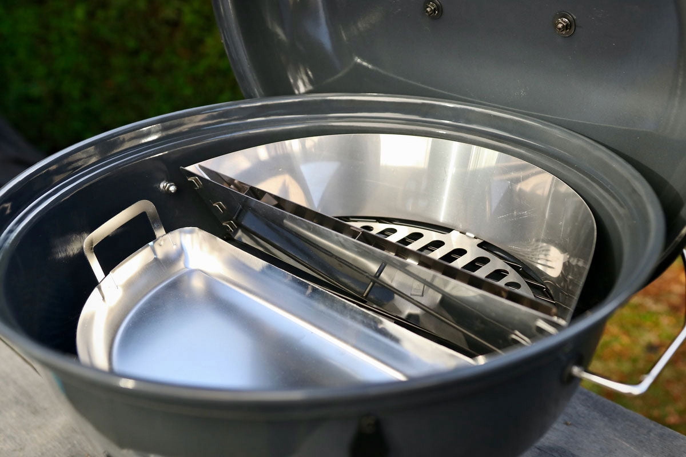SnS Grills Slow 'N Sear® Mini Grilling Drip Pan — Stainless Drip Pan & Side Dish Tray for Weber 18-Inch Kettle, Jumbo Joe & Larger 22" Charcoal Grills