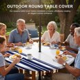 thumbnail image 2 of Round Outdoor Tablecloth with Umbrella Hole and Zipper, Navy Blue Striped Fitted Table Cover with Elastic Edge for 55-60 Inch, Farmhouse Simple Line Vertical Stripes Waterproof Patio Tablecoths, 2 of 9