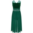 thumbnail image 2 of vastwit Girls Sleeveless Lyrical Dance Dress Lace High Low Skirt Leotard Ballet Modern Contemporary Dancewear Green 16, 2 of 5