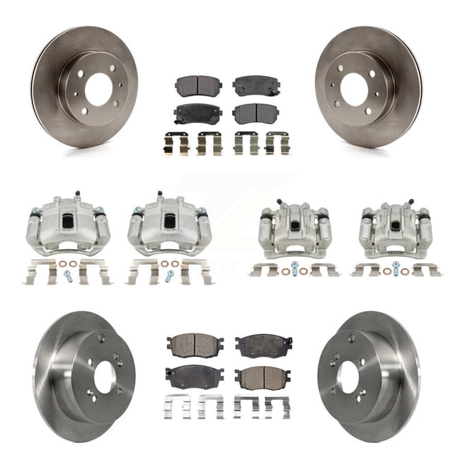 Transit Auto Front Rear Disc Brake Caliper Rotors and Ceramic Pads Kit (10Pc) for Car 2006 Hyundai Accent Hatchback KC8-101316T