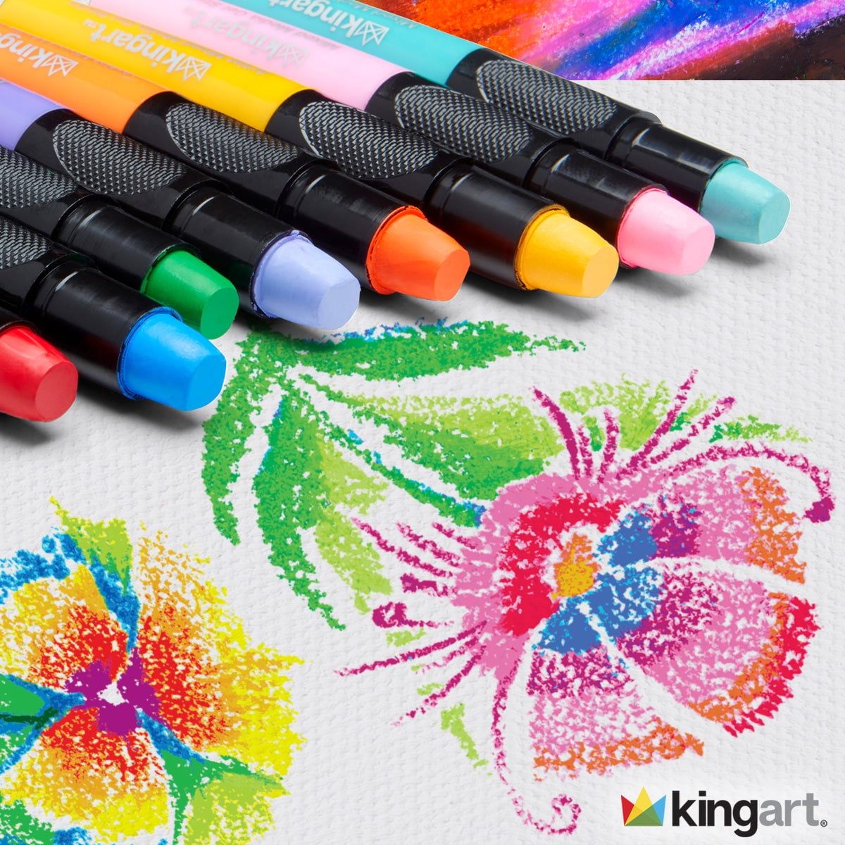 Kingart Gel Stick Artist Mixed Media Crayons, Set of 24 Unique Pastel Colors, All Ages