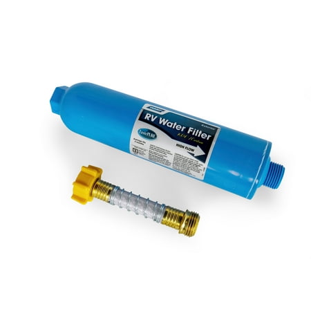 - Camco 40043 TastePURE Inline Water Filter with Flexible Hose Protector, Greatly Reduces Bad Taste, Odors, Chlorine and Sediment in Drinking Water