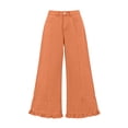 thumbnail image 5 of Axiiglly Wide Leg Jeans for Women Trendy Ruffled Hem Button Zipper High Waisted Straight Leg Baggy Jeans Casual Loose Denim Pants with Pockets S-3XL, 5 of 8