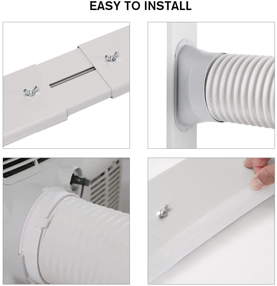 Portable Air Conditioner Window Vent Kit, Adjustable Window Seal with 5.9 Inch Diameter, 78.7 Inch Length Exhaust Hose for A/C Unit Universal for Sliding Horizontal or Vertical Window