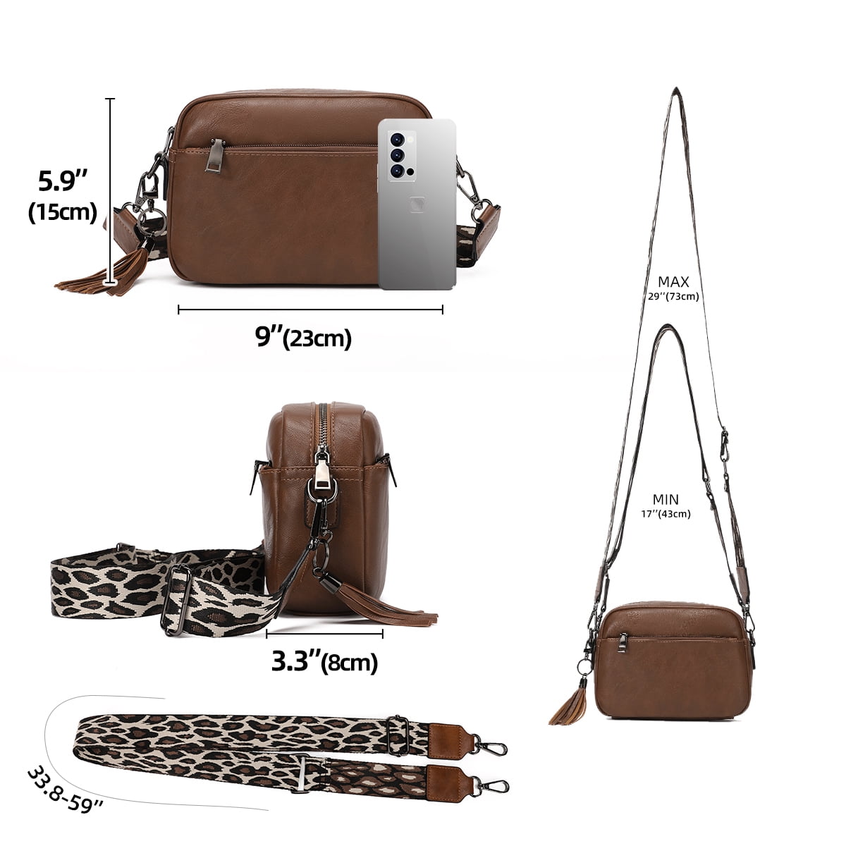 KL928 Soft Leather Crossbody Bag for Women Ladies Wide Strap Shoulder Bag Small Purses and Handbags