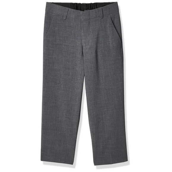 Calvin Klein Boys Flat-Front Bi-Stretch Dress Pant, Straight Leg Fit & Hemmed Bottom, Belt Loops & Functional Front Pockets, Grey Heather, 7