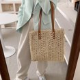 thumbnail image 5 of Bolso de hombro de paja ahuecado de malla vintage, bolso de mujer portátil de playa simple y versátil de gran capacidad con literatura y arte, 5 of 5