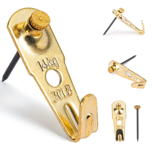 Colgadores de cuadros de 30 lb (juego de 30) Ganchos profesionales para colgar cuadros con clavos Colgadores de cuadros premium para paneles de yeso Ganchos de pared de madera para colgar marcos de cu