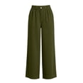 thumbnail image 6 of Women Corduroy Pants Business Casual Slacks Elastic High Waisted Straight Wide Leg Pleated Pockets Work Office Clothes Dressy Spring Bottoms, 6 of 6