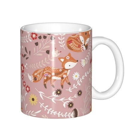 Yiaed Beautiful Fox Print Ceramics Coffee,Large Handle Design,Extra Large Tea and Coffee Cup for Office and Home Mugs