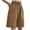 Khaki, variant on Ahdbta Bermuda Shorts for Women Knee Length Elastic High Waisted Wide Leg Linen Crop Pants Summer Dressy Casual Shorts