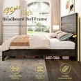 thumbnail image 3 of VanAcc Queen Size Bed Frame with 49" Tall & Full-Panel Headboard, Farmhouse Platform Bed with Wood Slats & Metal Bed Frame, Noise Free, 3 of 7