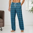 thumbnail image 2 of Men's Straight-Fit Woven Pajama Pant with Pockets Soft Sleep Pants Loose Fit Pj Bottoms with Drawstring Lounge Pants (Available in Big & Tall) (9-Blue, Medium), 2 of 6