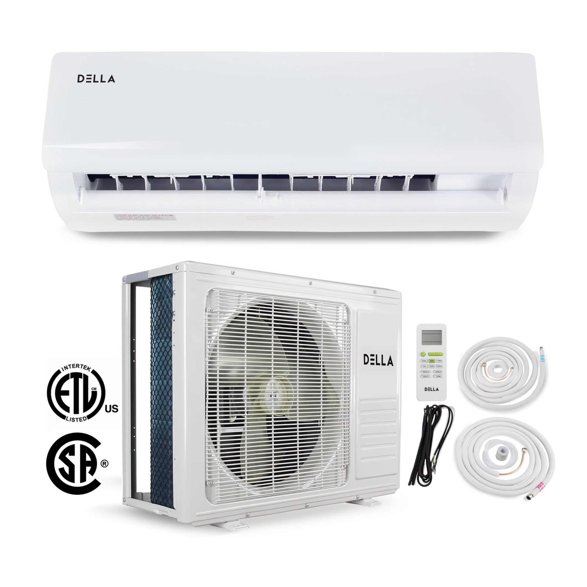 DELLA 12,000 BTU 115V- 15.5 SEER Ductless Mini Split Air Conditioner  Inverter AHRI Certificate Heat Pump w/ 16.5 Kit - Walmart.com