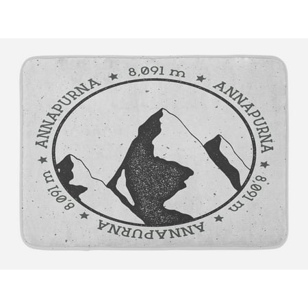 Asian Landscape Design (Nepal Bath Mat, Himalayan Mountains Annapurna in South East Asia Greyscale Landscape Design, Non-Slip Plush Mat Bathroom Kitchen Laundry Room Decor, 29.5 X 17.5 Inches, Black Charcoal Grey,)