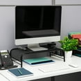 thumbnail image 3 of Mind Reader Metal Mesh Monitor Stand with Storage Compartments, Black, 3 of 7