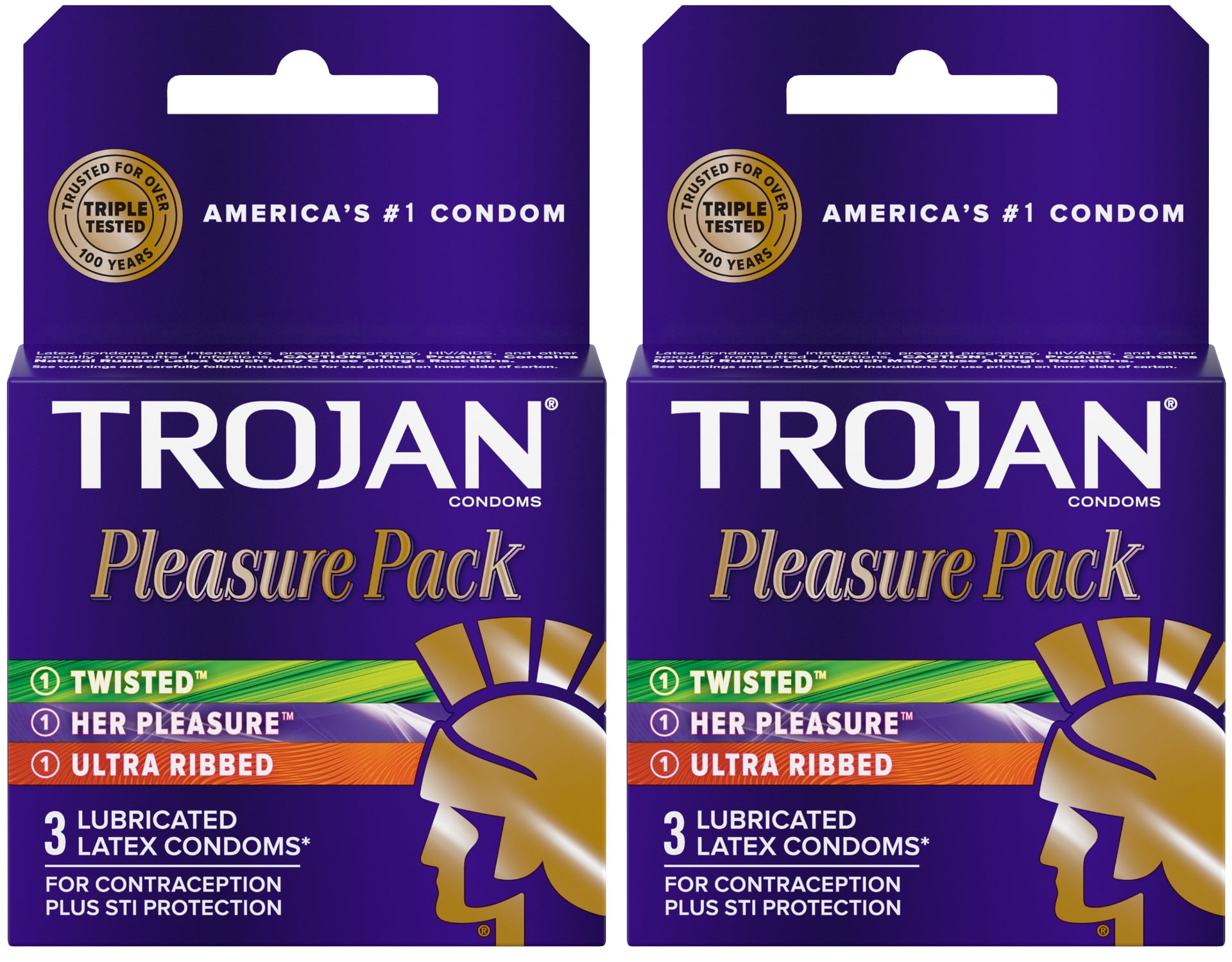 Trojan Pleasure Variety Pack Lubricated Condoms 3 Count (Pack of 2)