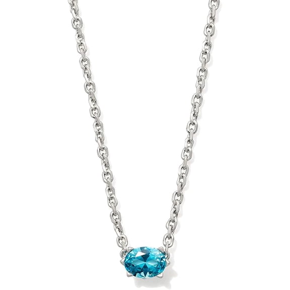 Kendra Scott Cailin Silver Pendant Necklace in Aqua Crystal