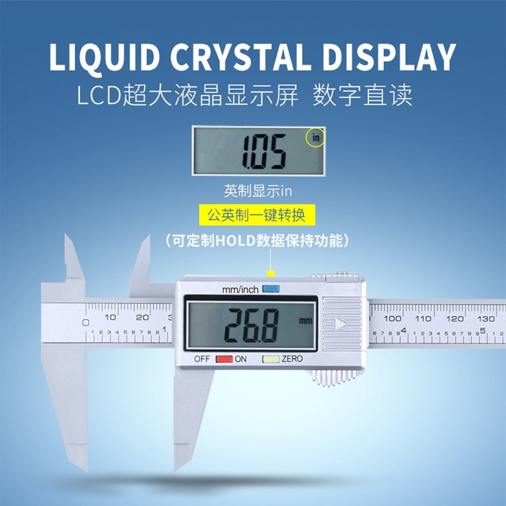 Cadorn All - Plastic 0 - 150mm Digital Caliper, Silver, Electronic Measuring Tool with LCD Display
