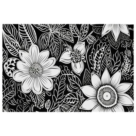 

Placemats Set of 1 Non Slip Place Mats Dining Table Mats Black Daisy Floral