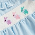 thumbnail image 5 of XXWXYD Baby Girl Smoc𝗄ed Bubble Romper Embroidery Collar Rufle Sleeve Bodysuit Breathable Cotton Summer Outfit for 0-24 Months, 5 of 6