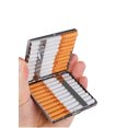 thumbnail image 3 of 1 Uds caja de cigarrillos metálica plateada caja de cigarrillos anticompresión portátil de acero inoxidable en relieve caja de cigarrillos con personalidad de moda para hombres con humo áspe, 3 of 4