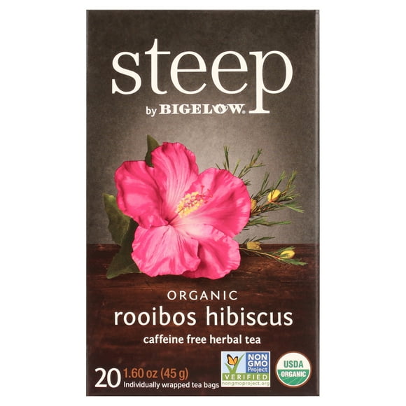 Steep By Bigelow Organic Herbal Tea, Rooibos Hibiscus, Tea Bags, 20 Ct