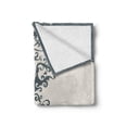 thumbnail image 2 of Vintage Floral Soft Flannel Fleece Blanket, Antique Ornament in Floral Style Old Fashion Curls Baroque Revival, Cozy Plush for Indoor and Outdoor Use, 60" x 80", Charcoal Grey Beige, by Ambesonne, 2 of 6