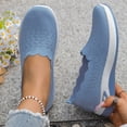 thumbnail image 3 of Women's Woven Orthopedic Breathable Shoes Comfortable Walking Sneakers with Arch Support Walking Slip on Tenis Shoes Blue Size 6.5, 3 of 5