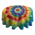 thumbnail image 4 of Colorful Rainbow Tie Dye Spiral Pattern Round Tablecloth 60"x60",Wrinkle Wipeable Table Cloth for Kitchen Dining Room Picnic Patio Party, 4 of 6