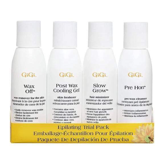 GiGi 4-in-1 Waxing Essentials Kit, Pre-Wax Skin Prep and After Wax Care, 2 oz Each, 4-Pack