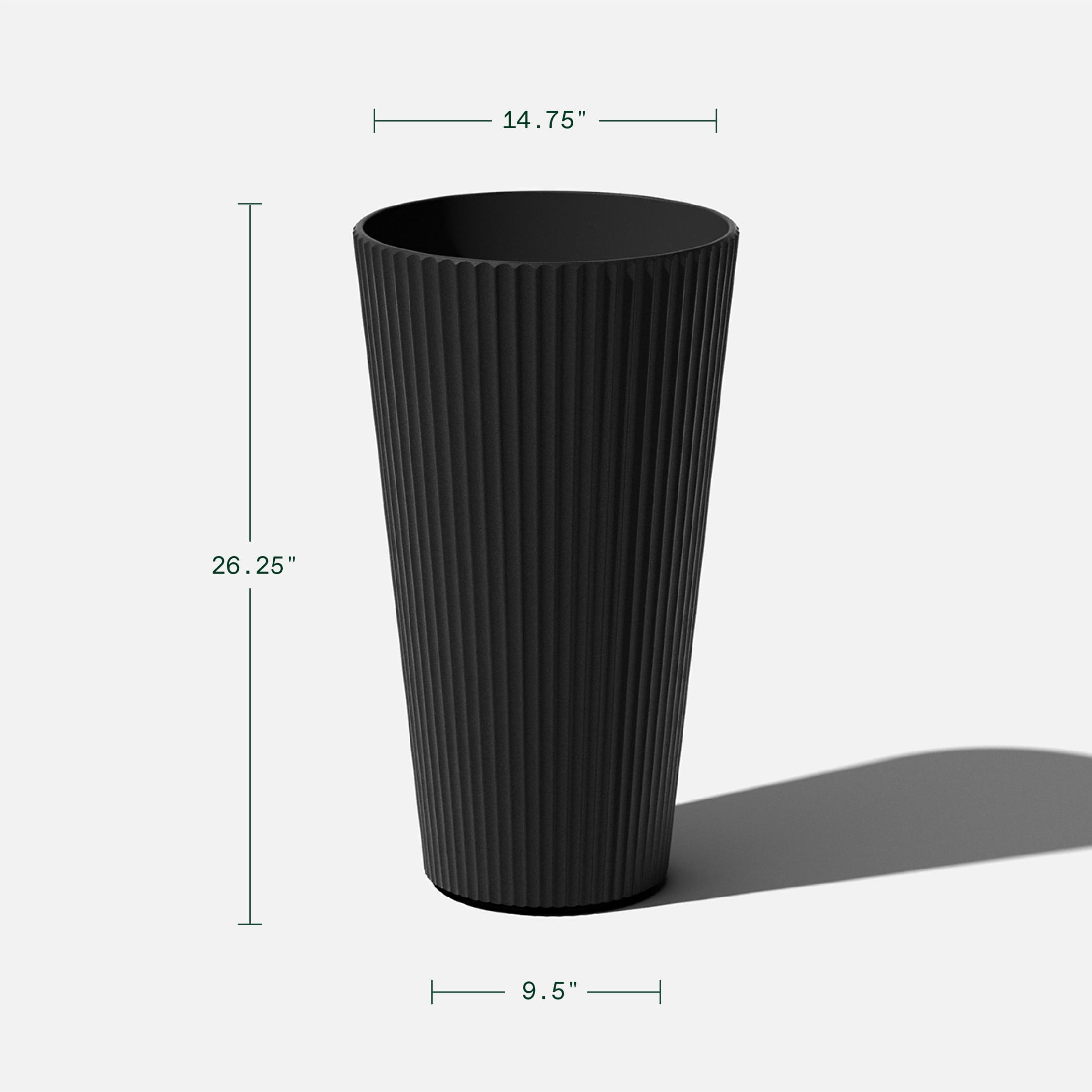 Veradek Demi Series 26" Tall Plastic-Stone Planter - Black 2 Pack
