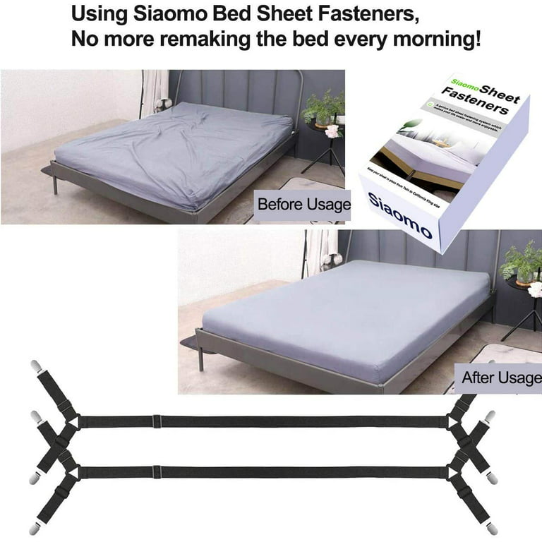 Bed Sheet Holder Straps, Adjustable Sheet Stays Keepers with Elastic Bands  and Corner Clips, Fitted Sheet Fasten Suspenders for Bedding, Mattress,  Sheet Fasteners from (2Pcs/Set, White) 