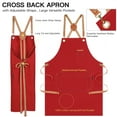 thumbnail image 7 of Chef Apron Artist Painting Gardening Work Apron Barista Bartender Barber Shop Apron, Cross Back Adjustable Strap Men Women Canvas Aprons with Large Pockets for Kitchen Cooking Baking Grilling – Red, 7 of 7
