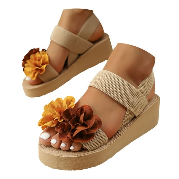 Mostsola Sandals for Women Casual Open Toe Flower Wedges Heels Summer Dressy Slip on Beach Shoes