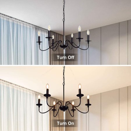 Dllt Farmhouse Chandeliers 6 Light Industrial Black Iron Chandelier Lighting Vintage Candle Ceiling Pendant Light Fixture For Kitchen Island Foyer Living Room Dining Room Hallway E1 Walmart Canada