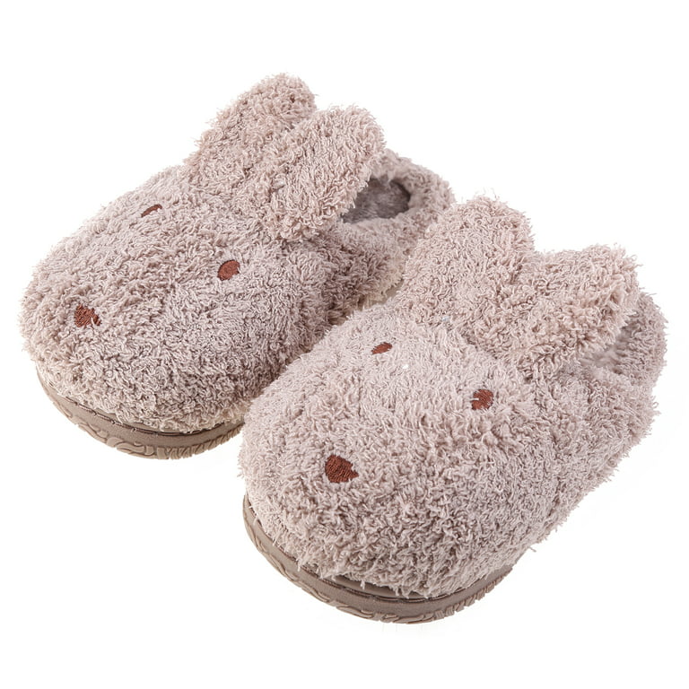 QUSENLON Cartoon Cute Ears Rabbit Bunny Slippers No Slip Home Warm Plush Slippers Autumn Baby Kids Girl Slippers - Walmart.com
