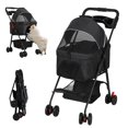 thumbnail image 2 of ﻿Tereitr Foldable Pet Cart Foldable Pet Stroller for Small Dogs Cats 4-wheel Design with Removable Breathable Mesh Canopy Storage Basket Cup Holder, Holds Up to 17.6 lbs, Black, 2 of 9