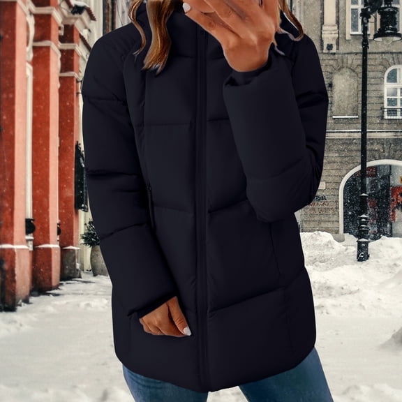 Pyhlmscde Women's Comfort with Hood Thick Cotton Coat, Puffer Jacket Womens, Winter Coats for Women, Winter Clothes for Women