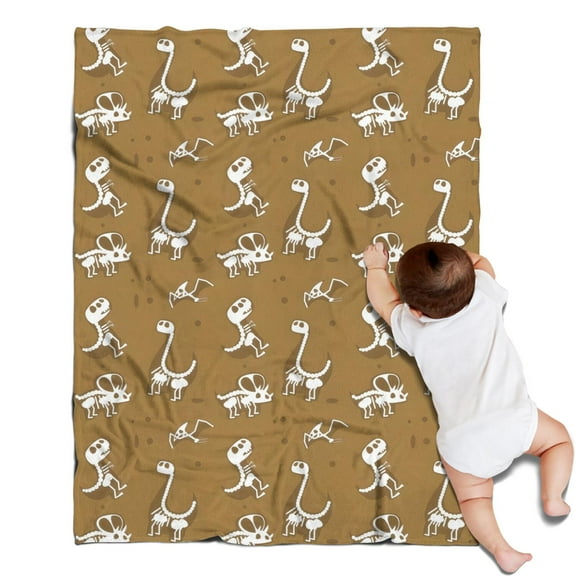 Brown Cartoon Dinosaurs Fossils Pattern Blanket,Comfortable Soft Lamb Wool Throw Blanket,All Season,Warm Lightweight Blankets for Sofa Bed Couch Living Room Chair,30"x40"