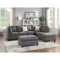 thumbnail image 2 of Poundex 3 Piece Fabric Sectional Sofa Set with Ottoman in Gray, 2 of 5