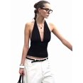 thumbnail image 4 of Womens Fashion Versatile Solid Color Halter V Neck Backless Slim Fit Sleeveless Vest Top, 4 of 9