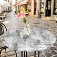 thumbnail image 6 of Grey Abstract Round Tablecloth for 45-54 Inch Tables, Fitted Table Cover with Elastic Edge, Modern Oil Painted Art Contemporary Waterproof Outdoor Table Cloth Protector for Patio Garden Dinner Picnic, 6 of 9