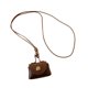 thumbnail image 3 of Bolsa para colgar en el cuello, de piel sintética, para auriculares, portátil, para camping y compras. Café, 3 of 8