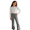 thumbnail image 2 of Girls Solid Color Stretchy Elastic Waist 7/8 Flare Pants with Ruffle Hem for Daily Wear 5-16 Years, 2 of 5