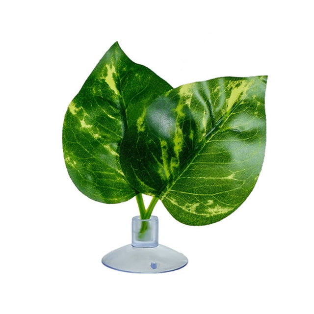 Decoración de plantas artificiales para tanque de reptiles, camaleón, lagarto, rana arborícola, tortuga, accesorio de terrario, plataforma para tomar el sol con ventosa