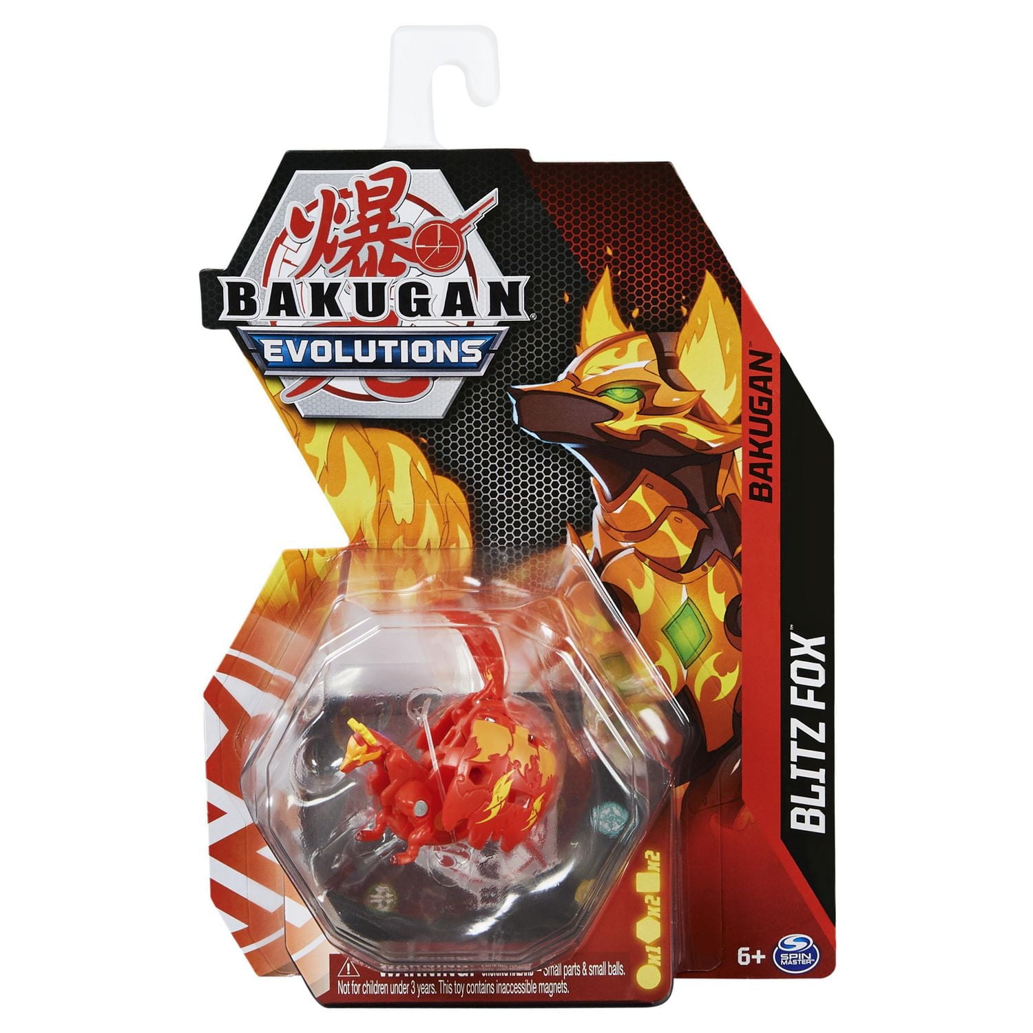 Bakugan Evolutions, Blitz Fox (Red), 2-inch Tall Collectible Action Figure and Trading Card, Kids Toys for Boys, Ages 6 and Up