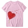 thumbnail image 3 of WREESH Graphic Shirts for Women Valentine's Day Heart Printed Short Sleeve Tees Tops for 2025 Spring Summer T-Shirts Pink, 3 of 4