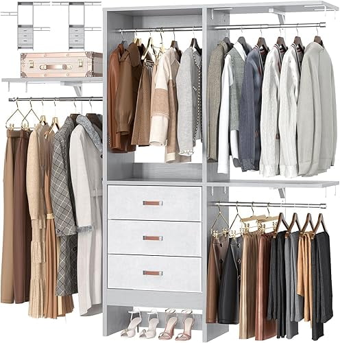 PAKASEPT 96 Inches Closet System, 8FT Wall Mount Bedroom Wardrobe